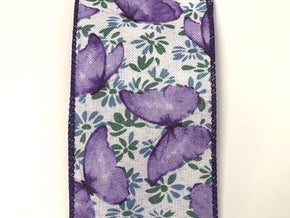 White and Purple Watercolor Butterflies Linen Ribbon