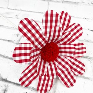Red White Gingham Sunflower Stem