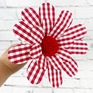 Red White Gingham Sunflower Stem