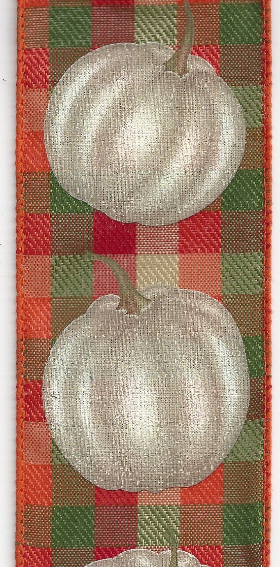 2.5" Fall Plaid Ivory Fall Pumpkins Ribbon