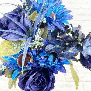 21 in Blue Sunflower Rose Hydranges Bush 56869BL (2) (1)