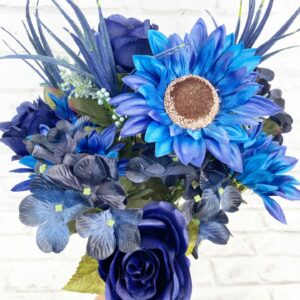 Blue Sunflower Rose Hydrangeas Bush