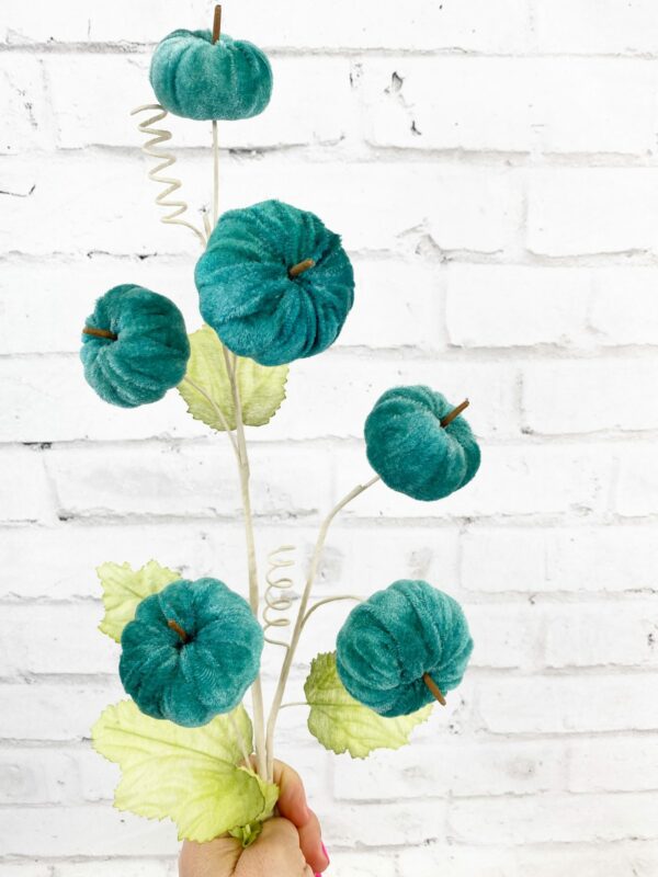 Teal Flocked Pumpkin Stem