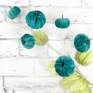 28 in Teal Flocked Pumpkin Stem 56493TEAL (4)