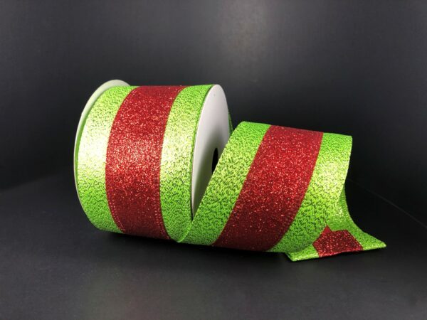 Lime Metallic Edge with a Red Glitter Center