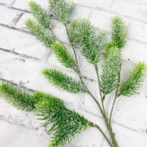 32 inch iced pine spray with frosted winter greenery