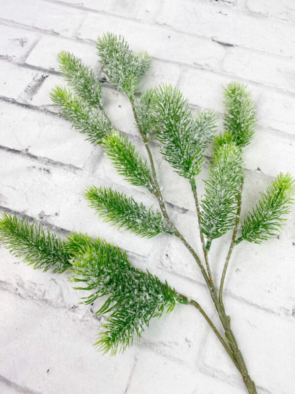 32 inch iced pine spray with frosted winter greenery