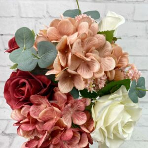 Red Mauve Cream Hydrangea Rose Bundle