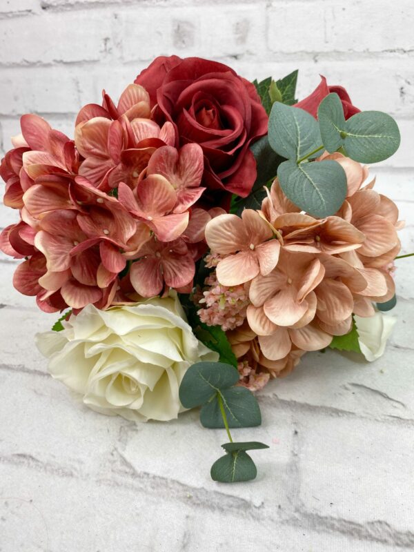 Red Mauve Cream Hydrangea Rose Bundle