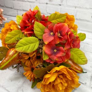 21 in Orange Rust Green Peony Hydreangea Pumpking Bush 81962 (2)