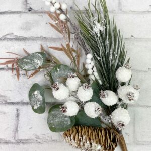 Small Iced White Berry with Pine cone Pick 82218 (4)" "16 in Small Iced White Berry with Pine cone Pick