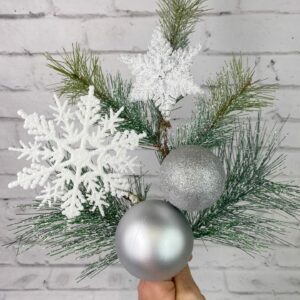 24 in Silver Xmas Ball with snow Stem 81990 (2)