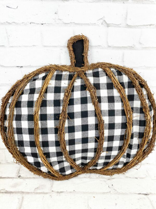 black white gingham pumpkin twig form
