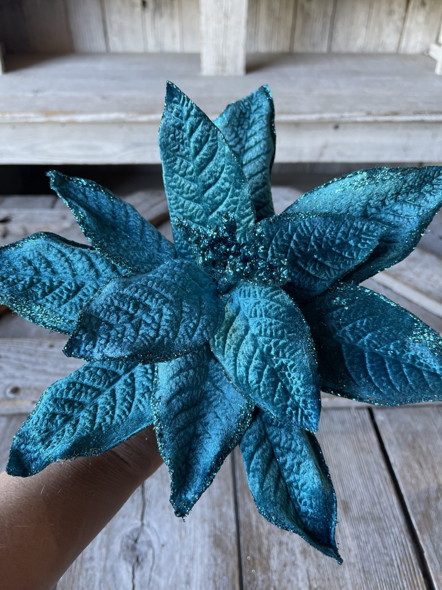 Teal Velvet Poinsettia Pick Kelea's Florals