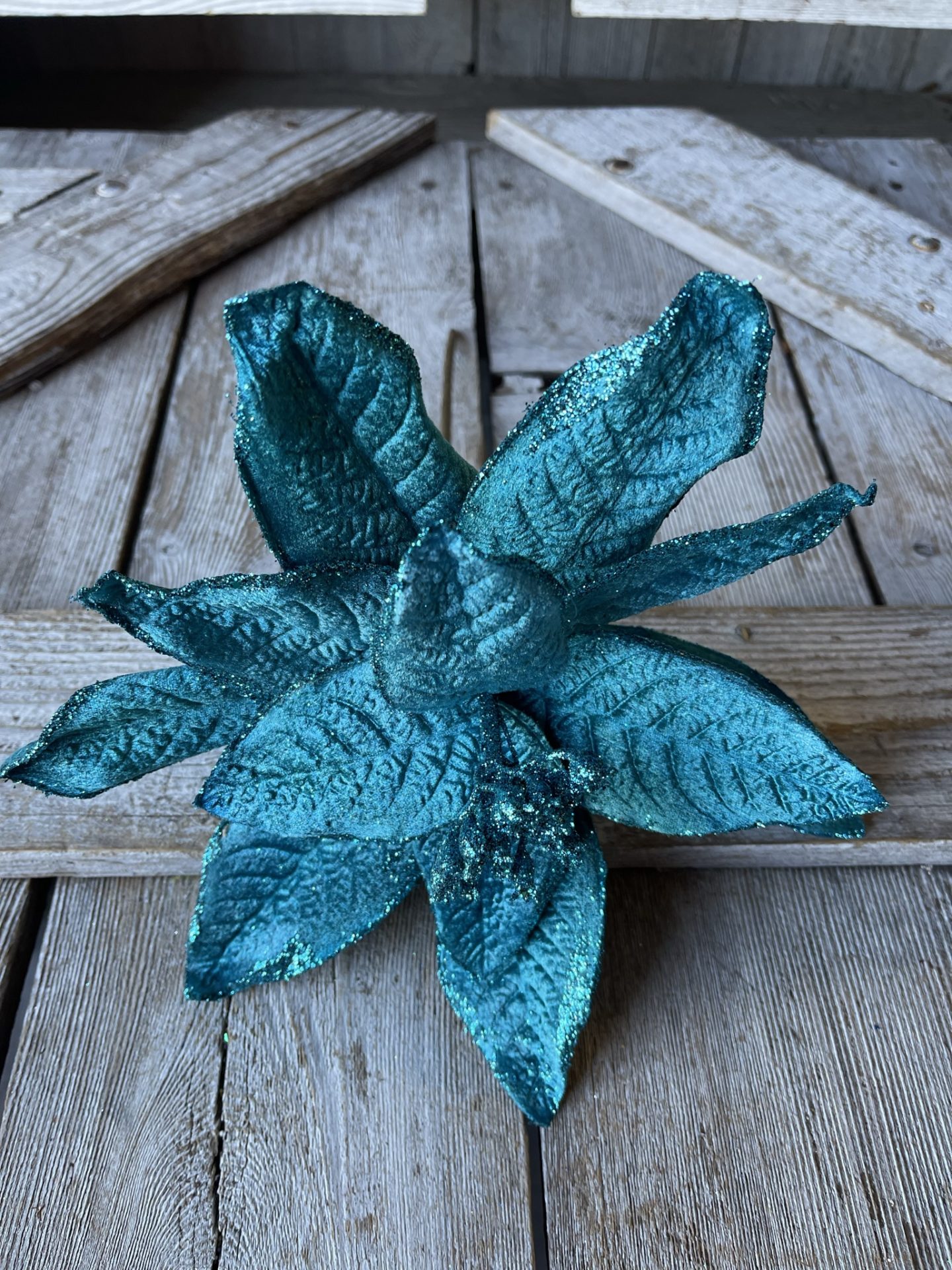 Teal Velvet Poinsettia Pick Kelea's Florals