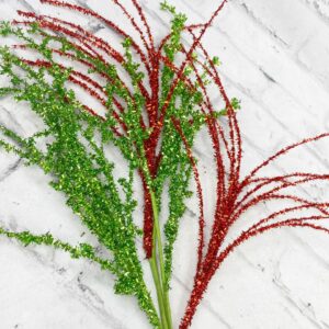 28 in Red Green Glitter Stem