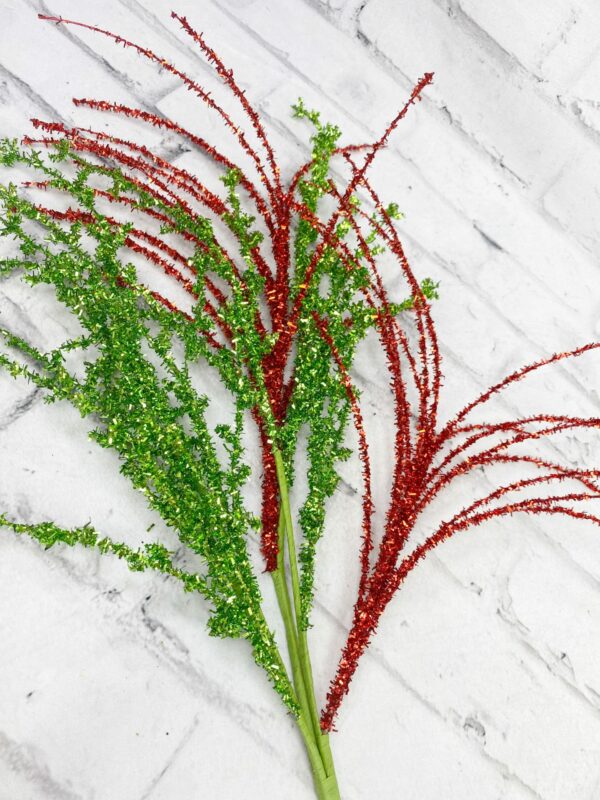 28 in Red Green Glitter Stem