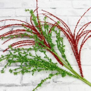 28 in Red Green Glitter Stem