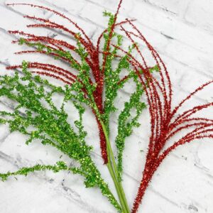 28 in Red Green Glitter Stem