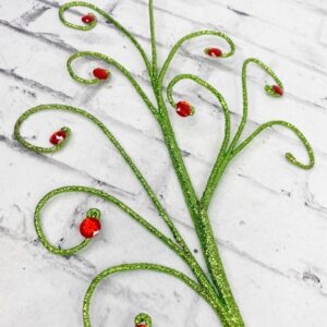 30 in Green Glittered Stem with Diamonds