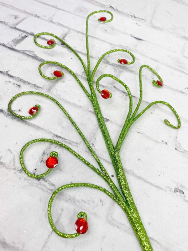 30 in Green Glittered Stem with Diamonds