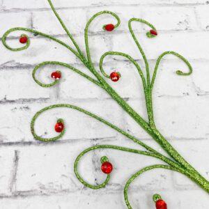 30 in Green Glittered Stem with Diamonds
