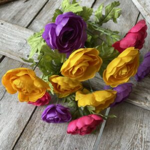 18 in Bright Pink Purple Yellow Ranunculus Bush 54662-BTYPUYE