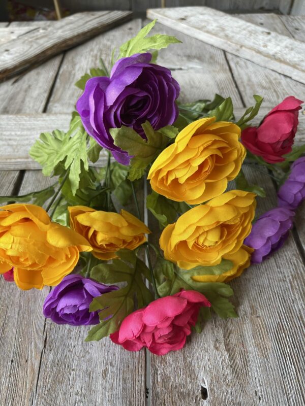 18 in Bright Pink Purple Yellow Ranunculus Bush 54662-BTYPUYE