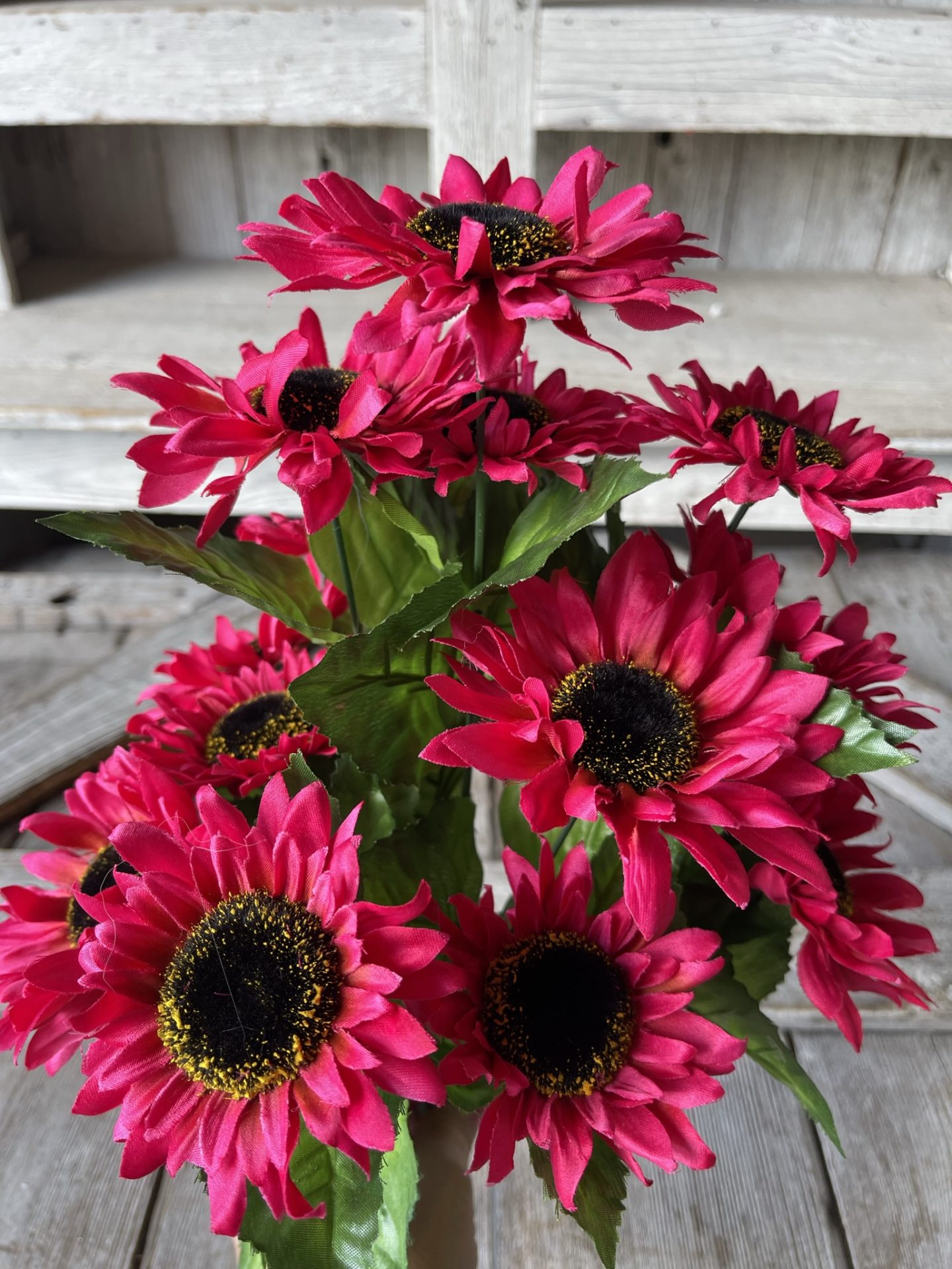 Bright Pink Satin Sunflower Bush - Kelea's Florals