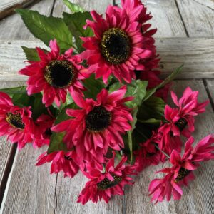 17 in Bright Pink Satin Sunflower Bush