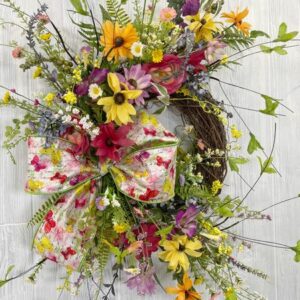 Wildflower wreath with bow