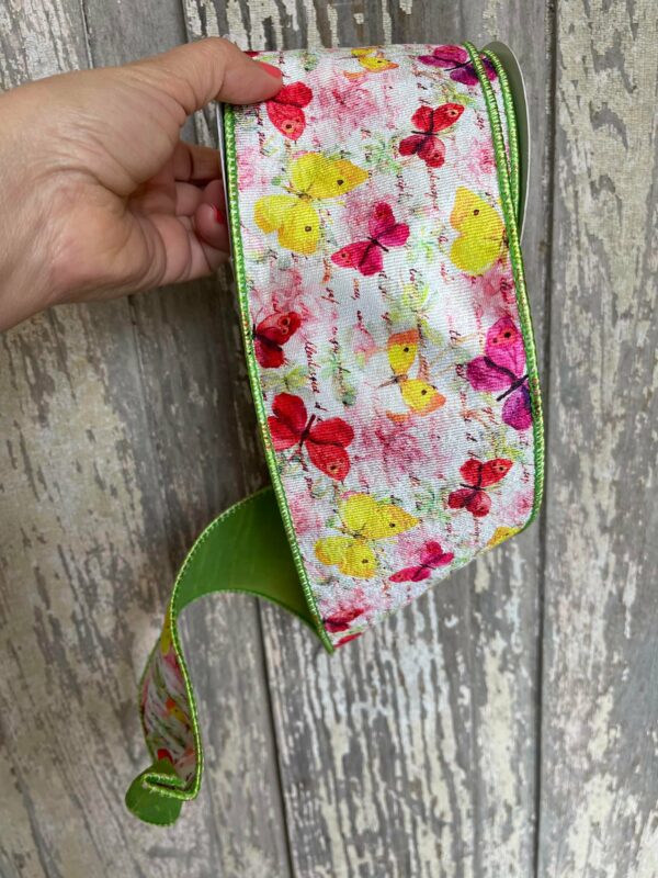 Citrus Butterfly Watercolor Ribbon on 10 Yard Roll