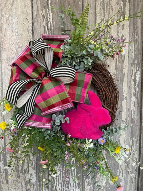 Pink Bunny in wreath of florals