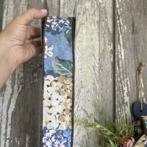2.5" Cotton with Blue Hydrangeas Ribbon