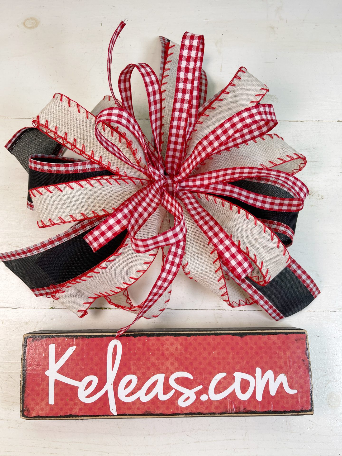 1.5" Ivory Canvas with Red Stitch Edge Ribbon on a 10 Yard Roll Kelea