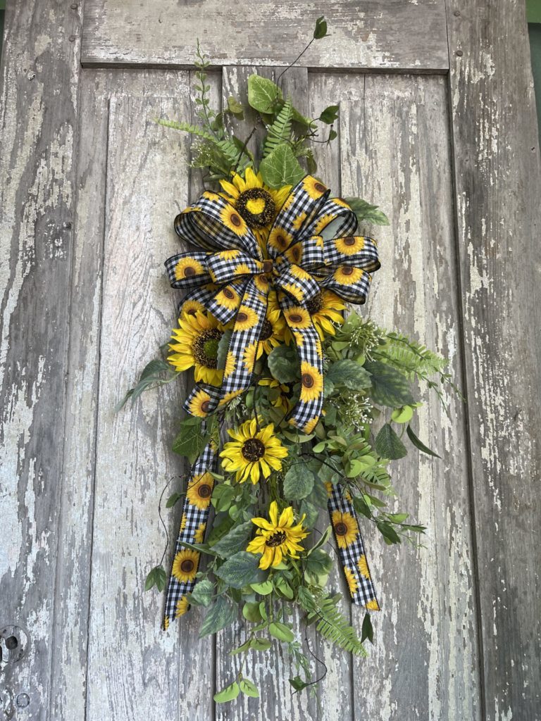 Sunflower Swag with Check Bow
