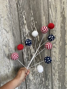 Red White Blue Stripe Ball Stem