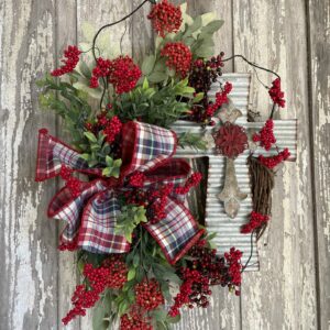 Cross Wreath with Red Berries