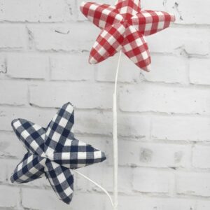 28 in Red White Blue Gingham Star Stem 74207RWB