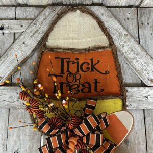 Candy Corn burlap fame with halloween bow
