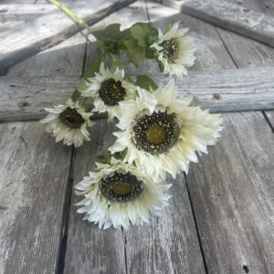 6 Head Cream Sunflower Stem