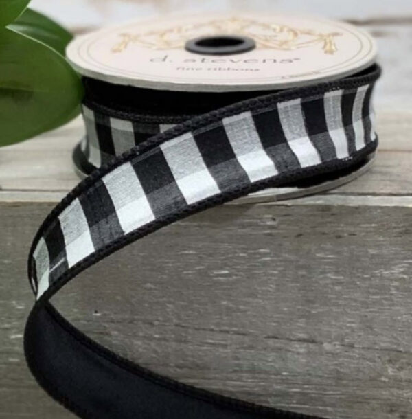 1 in Black White stripe Ribbon on 10YD rol