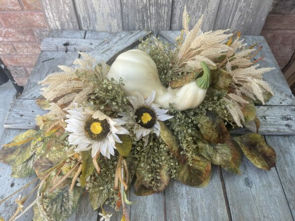 White and Green Fall Gourd Centerpiece