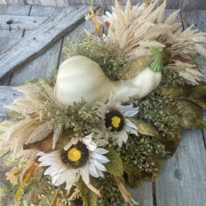 White and Green Fall Gourd Centerpiece