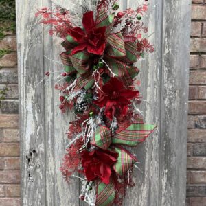 Southern Classic Christmas Swag with Red Magnolias