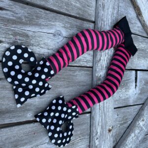 Pink and Black Plush Stripe Polka dot Witch Legs 56549BTBK