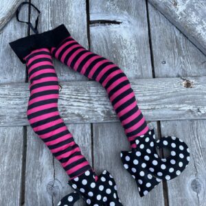 Pink and Black Plush Stripe Polka dot Witch Legs 56549BTBK