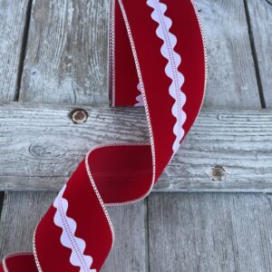 Red Velvet White Rick Rack Center Ribbon 75226-40-12 (2)