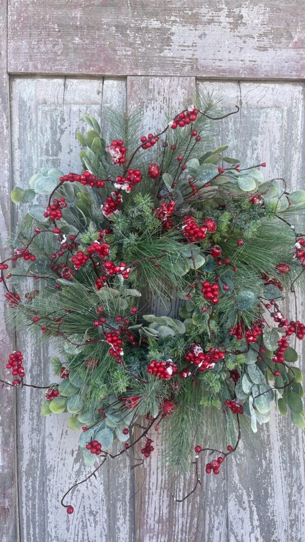 Iced Berries and Greenery Winter Wreath