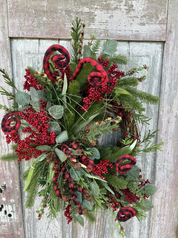 Red Buffalo and Berries Wreath
